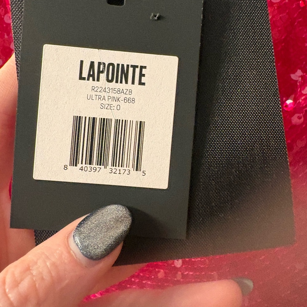 BNWT Lapointe sequin feather one shoulder midi dress size 0 in ultra pink - Picture 11 of 15